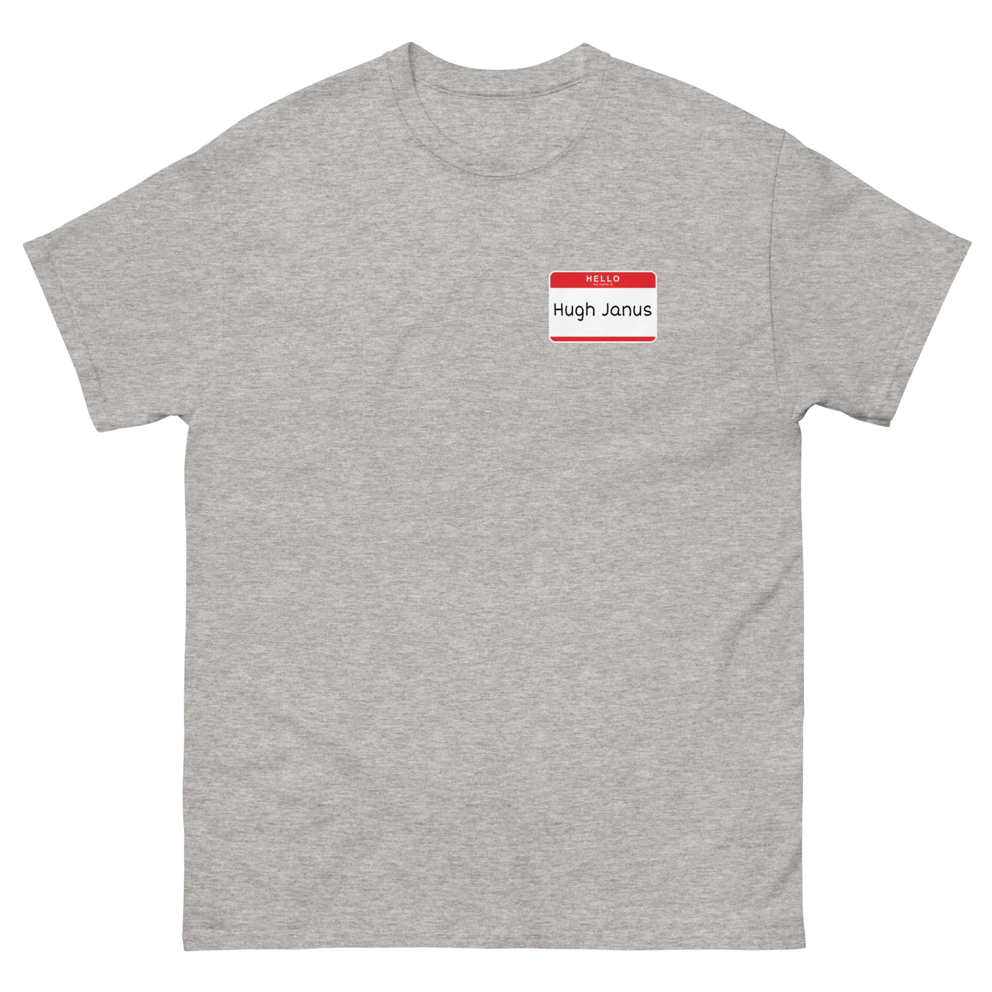 Hugh Janus Name Tag T-Shirt - Image 4