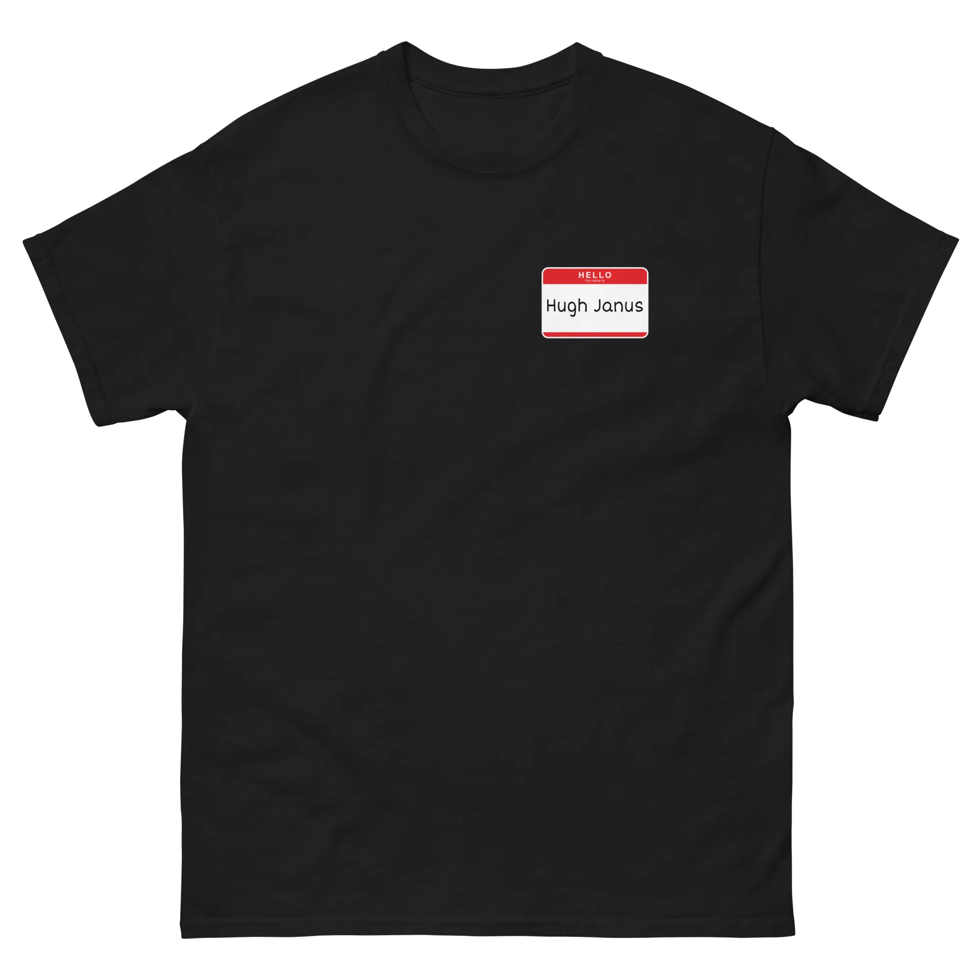 Hugh Janus Name Tag T-Shirt - Image 7