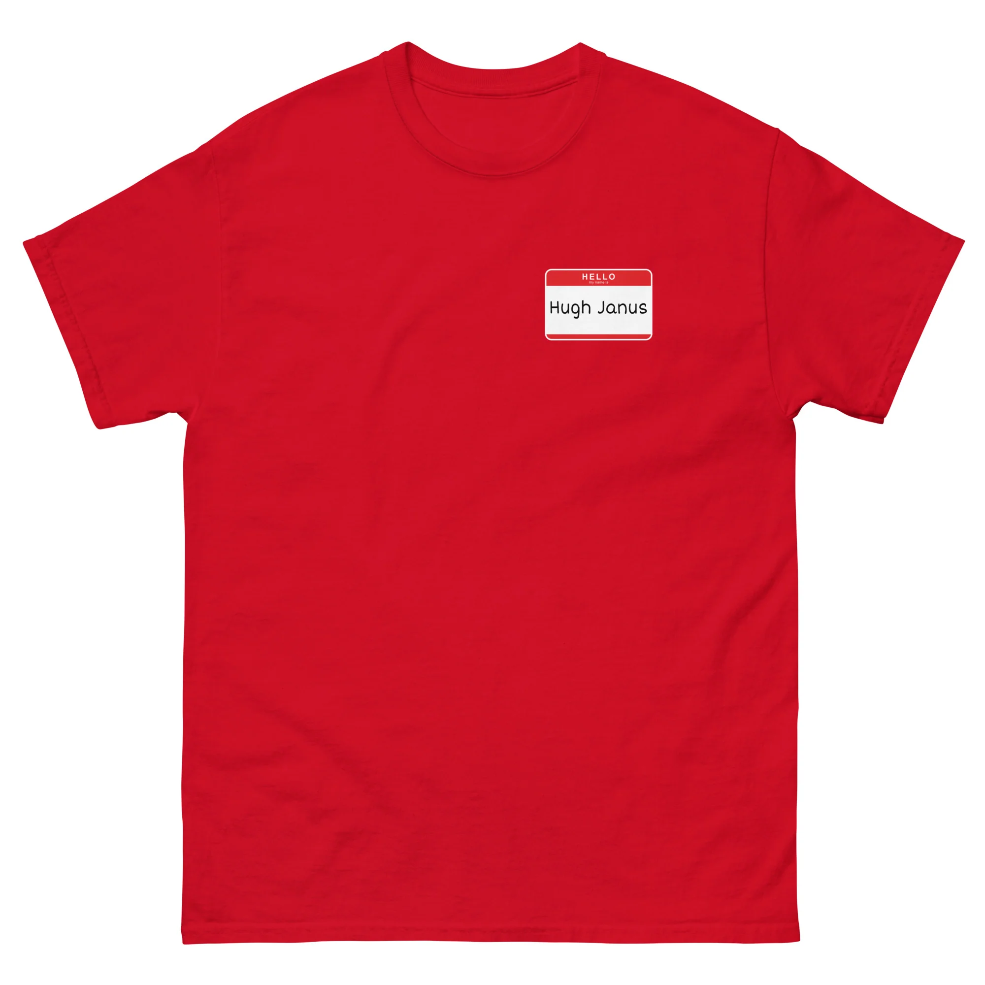 Hugh Janus Name Tag T-Shirt - Image 3
