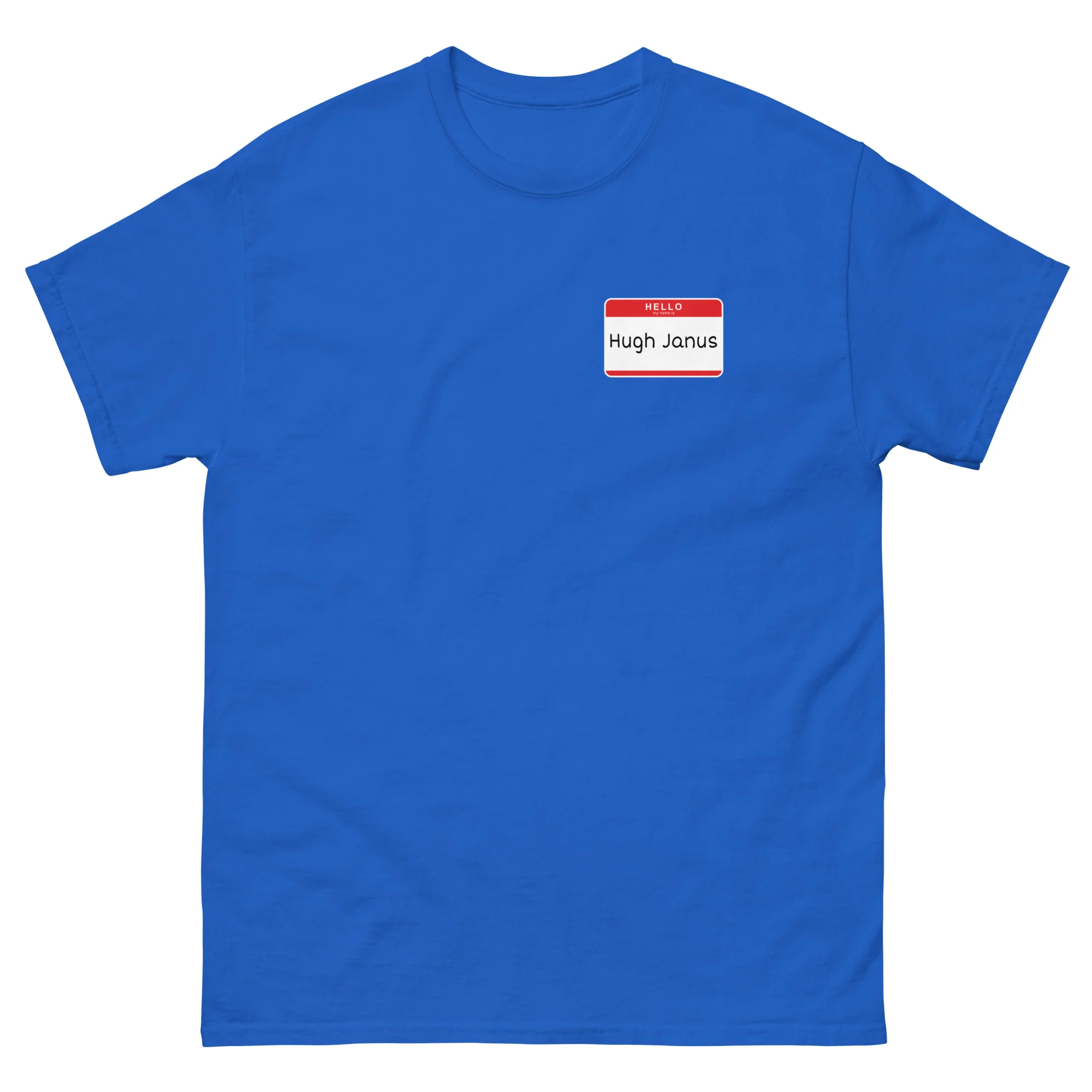 Hugh Janus Name Tag T-Shirt - Image 8